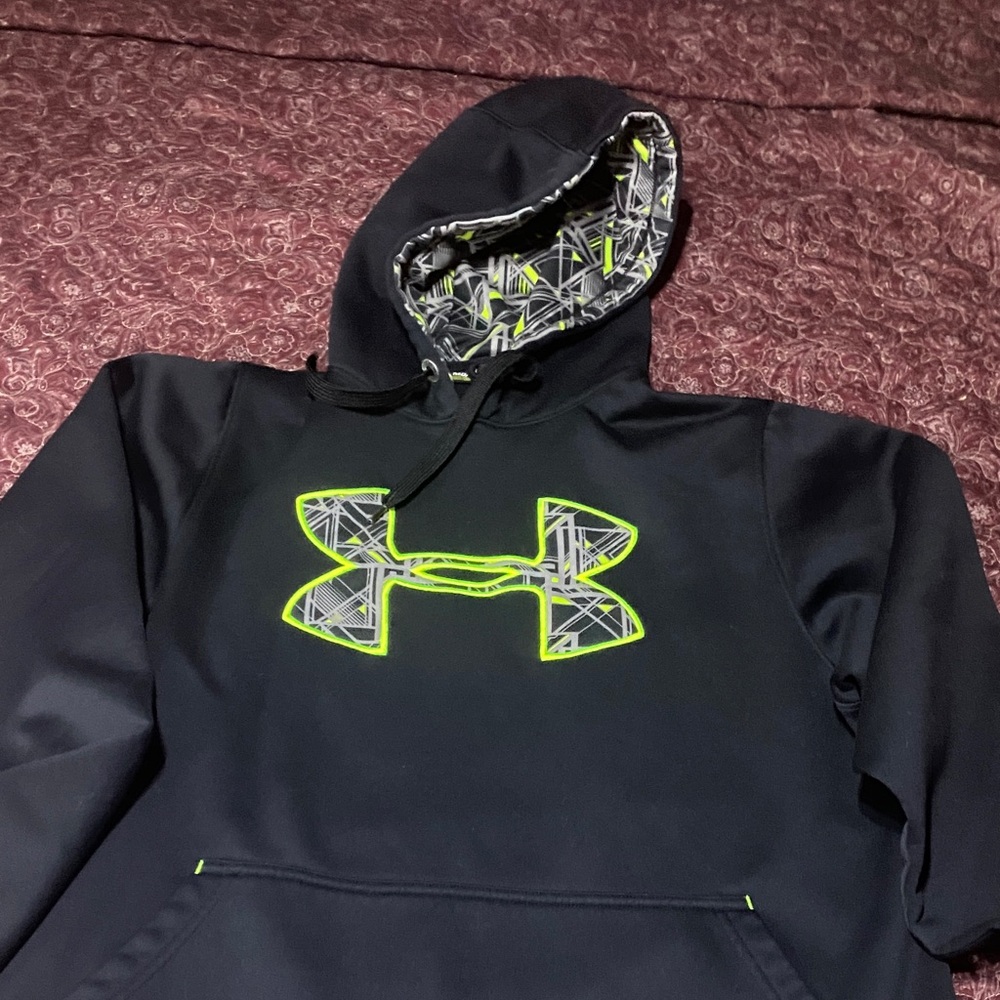 Under Armour Black Hoodie with Neon Yellow-Green Logo